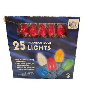 25  RED C7 Ceramic Multi Lights on Green Cord Christmas Lights